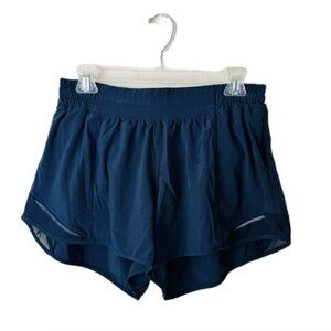 Lululemon Hotty Hot II Blue Shorts Lined Womens 12 Pull On Elastic Waist Drawstr